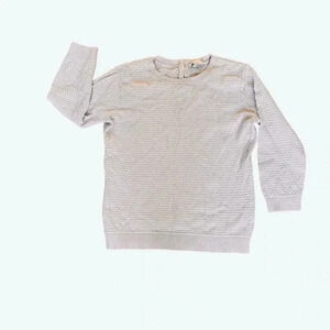 Ted Baker London White Knit Sweater Crew Neck Cotton Cashmere 3/4 Sleeve 2